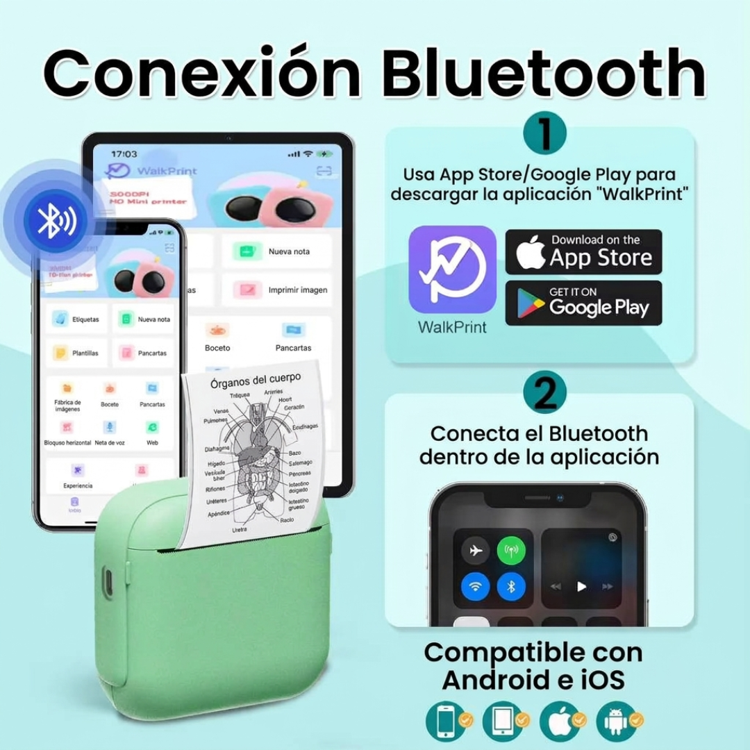 Mini impresora de fotos con Bluetooth